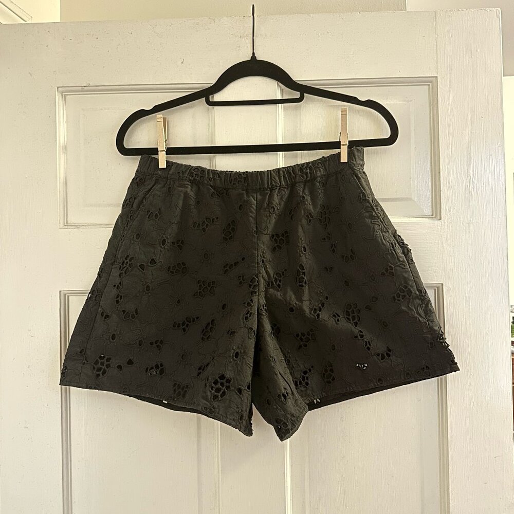 Everlane Black Eyelet Cotton Shorts